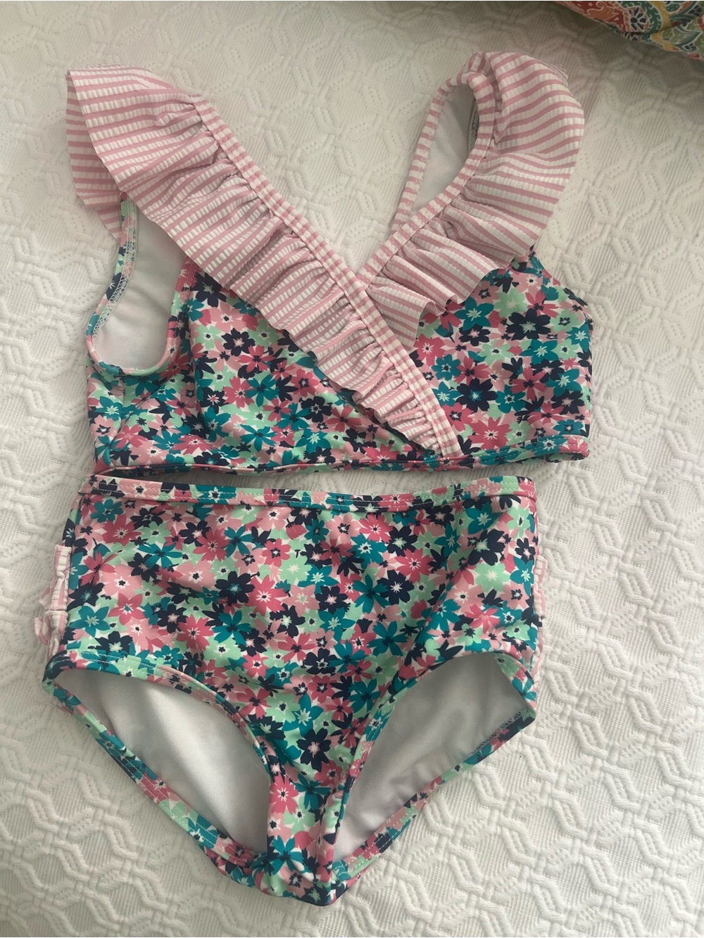 Girls' Floral Two-Piece Swim Set - Pink/Teal
